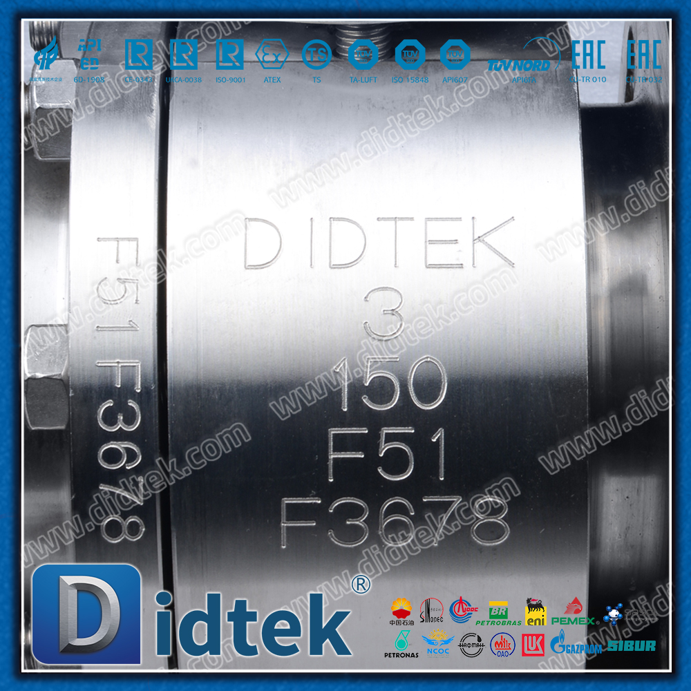 Actuador neumático de doble efecto dúplex de acero inoxidable F51, válvula de bola flotante forjada con asiento de metal