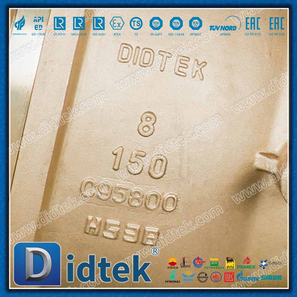 Válvula de bola de muñón de bronce de aluminio de simple efecto C95800 neumática de ingeniería marina