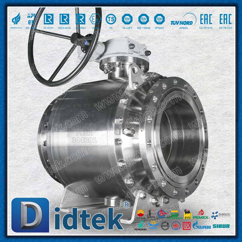 Válvula de bola de muñón SS321 con prueba de vacío