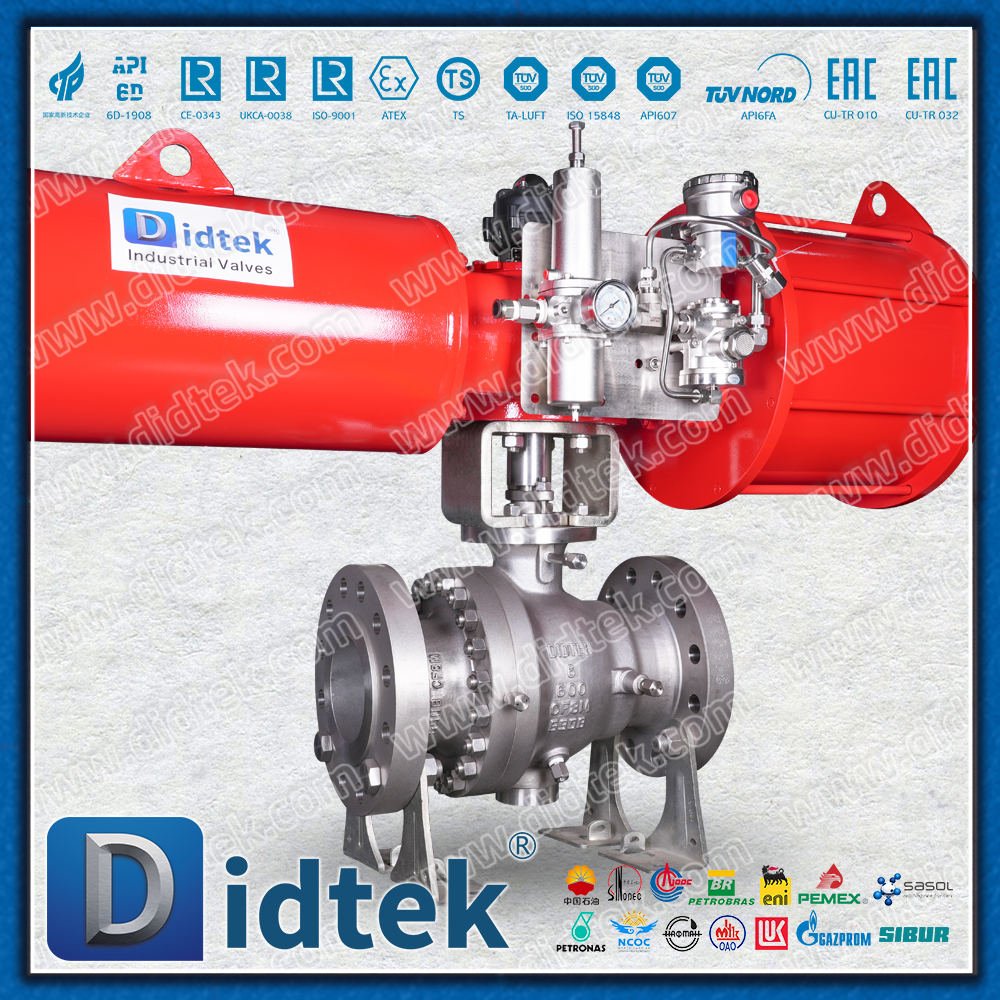 Válvula de bola neumática con brida de paso total Didtek CF8M