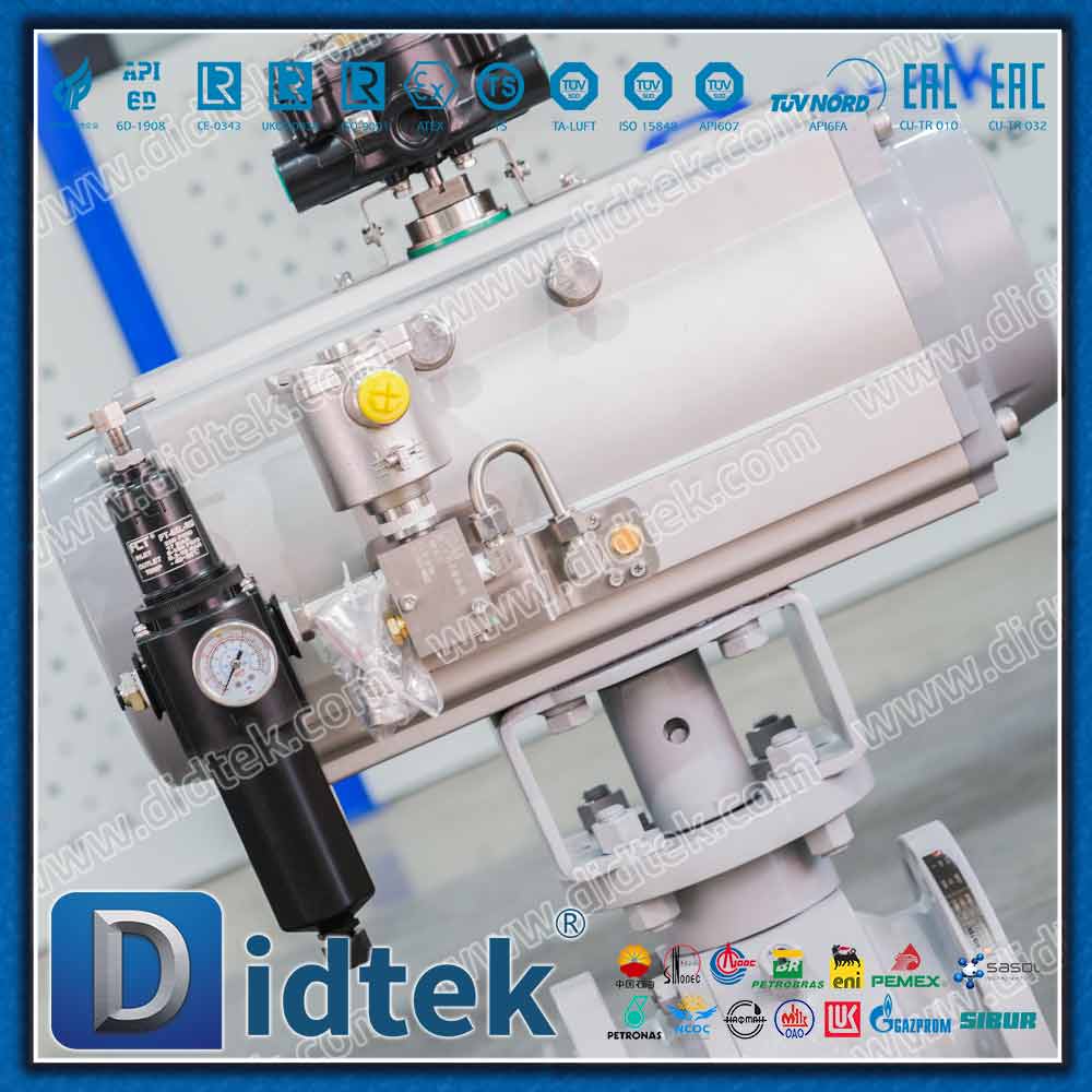 Válvula de bola de muñón de puerto completo neumática de acero al carbono de baja temperatura LF2