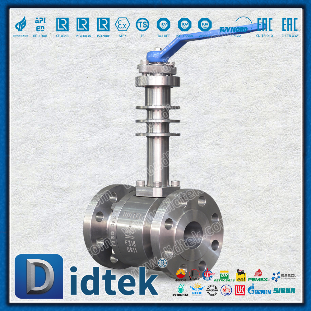 F316 Válvula de bola flotante de metal a metal con aleta de enfriamiento de alta temperatura de 545 ℃